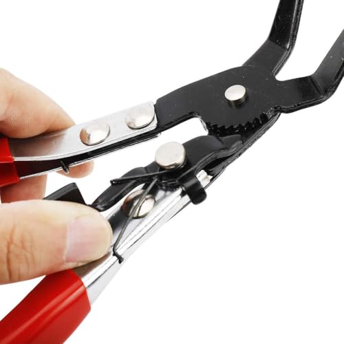 2 Pcs Hose Clamp Pliers Set，45° Angle Flat Belt Hose Clamp Plier and Wide & Flat band Hose Clamp Plier for Automotive Fuel Oil Water Hose, Coolant Radiator Heater (2 Pcs Hose Clamp Pliers Set)