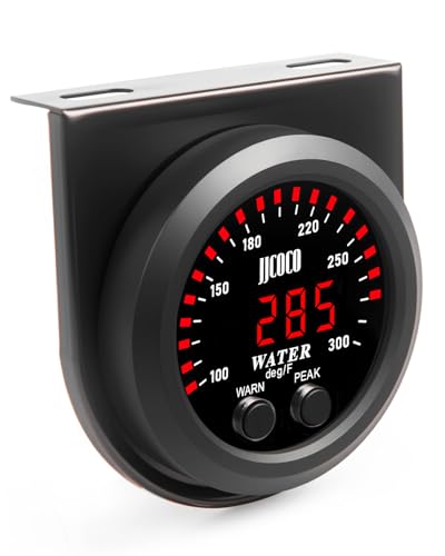 Water Temperature Gauge with 1/8NPT Sensor & Bracket 300°F Digital LED Display Water Coolant Temperature Gauge for Cars Trucks Ships Vehicle Automotive Boat Marine 2”/52mm - color: Red