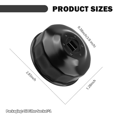 65mm Oil Filter Wrench Tool Replacement OEM 2540006/3084963,Heavy Duty Oil Filter Removal Tool Compatible with Polaris 2011-2017 RZR 4,14 Flutes Oils Filters Tools with 3/8" Drive Port