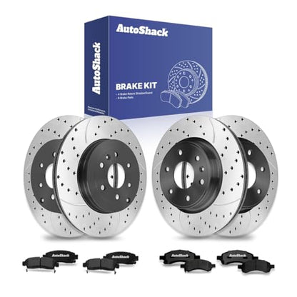 AutoShack Front & Rear E-Coated Rotors & Ceramic Pads for GMC Acadia 2016 - style: ShadowGuard & Pad