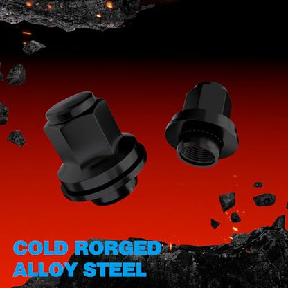 JiiinMiiin M12x1.5 OEM Factory Style Black Lug Nuts with Mag Seat, 20pcs - color: Black, size: M12x1.5, style: 20pcs - 1.46" tall