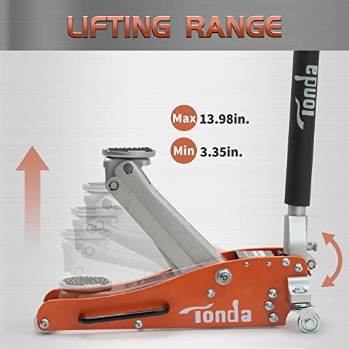 TONDA 2 Ton Low Profile Floor Jack, Aluminum Steel Car Jack, Orange - color: 2T Orange