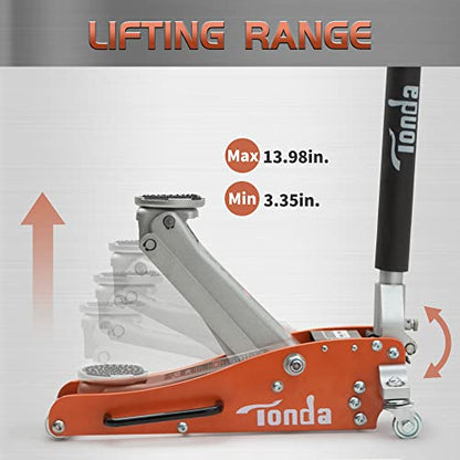 TONDA 2 Ton Low Profile Floor Jack, Aluminum Steel Car Jack, Orange - color: 2T Orange
