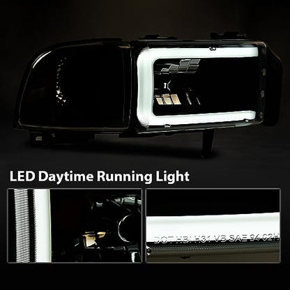 G-PLUS LED Headlights Fit Dodge Ram 1500 1994-2001/Ram 2500 3500 1994-2002 - size: Fit Dodge Ram 1994-2001(Clear/Black)