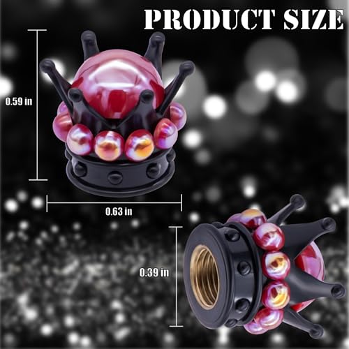 4PCS Crown Bling Tire Stem Valve Caps, Crystal Diamond Tire Air Cap Set Universal Copper Core Stem Covers for Cars, SUV, Trucks, Bikes, Motorcycles, Bicycles (Black & Red) - color: Black & Red Round Bling