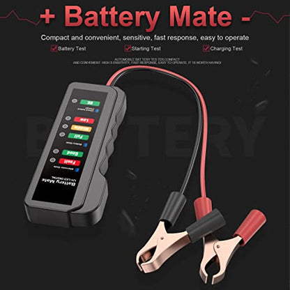 12V Car Battery Tester, BM310 Automotive Digital Alternator Charging System Analyzer with LED Indication, Check Vehicle Battery Condition Detector, Universal for Car, Motorcycle, Truck