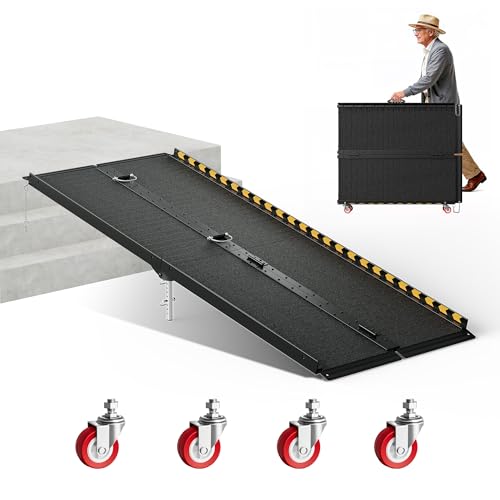 CAMMOO 6 FT Aluminum Wheelchair Ramp with 800 LBS Load Capacity, Portable Folding ramps for wheelchairs - size: 6 FT