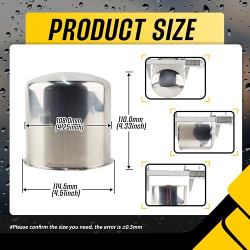 4Pcs 4.25" Stainless Trailer Wheel Center Caps, Chrome - color: Chrome, size: 4.25'' Hub 4.22" & 4.33" H