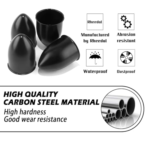 4Pcs 3.27" OD 4.53" H Pointed Top Trailer Wheel Center Caps for Rim - color: Matt Black, size: 3.27" OD 4.53" H