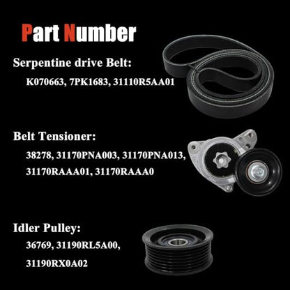 AUCERAMIC 90K-38278D Serpentine Drive Belt Tensioner Pulley Assembly