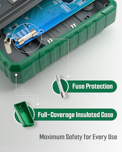 TSM-599 Smart Digital Multimeter, TRMS 6000 Counts, Voltage Tester, Volt Meter with NCV, DC/AC Voltage&Current, Resistance, Continuity, Diode, Capacitance, Hz%, Temperature, Live Wire - Green - size: TSM-599 Auto&Manual Dual Multimeter