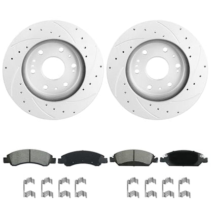 Betthand Front Brakes and Rotors Fit for 14-18 Chevy Silverado, 15-20 Tahoe - size: Front 12.99''