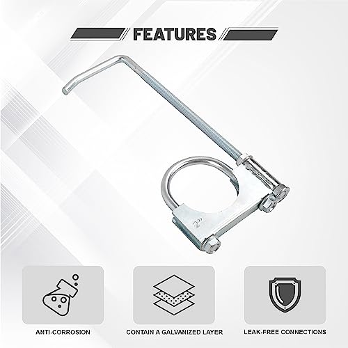 Exhaust Clamp With Hanger Fits 2" Exhaust Pipe, 2PCS - size: 2''