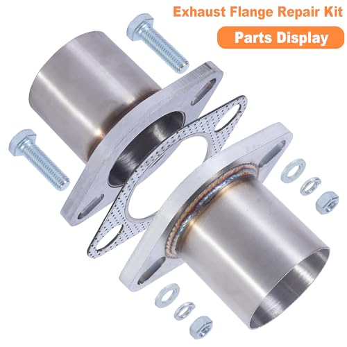 Exhaust Flange Repair Kit, 51mm/2 Inch ID to 2 Inch OD Stainless Steel Quick Fix 2 Bolt Exhaust Flange Pipe with Gasket Bolt & Hardware Universal Fitment - size: 2.0 Inch 2 Bolt