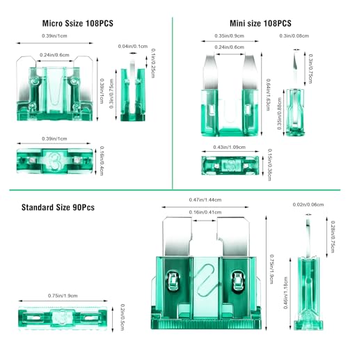 Car Fuses Assortment Kit, 306PCS Mixed Vehicle Blade Fuses Kit Indudes Standard & Mini & Low Profile Mini Fuse for (35A,30A,25A,20A,15A,10A,7.5A,5A,2A), Auto Replacement Accessories (306PCS)