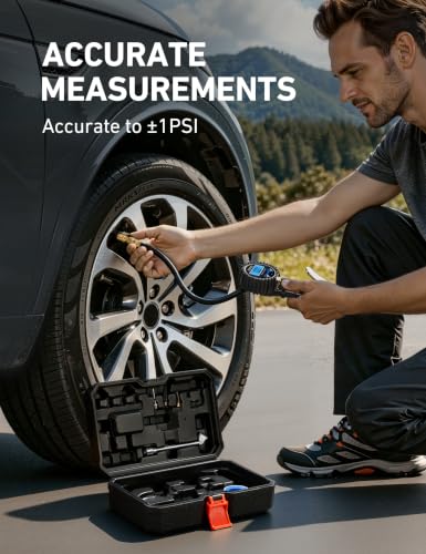 AstroAI Digital Tire Pressure Gauge with Inflator, 3-250 PSI ±1% Precision - color: Blue2