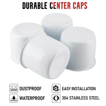 Rtrhinotuning Stainless Steel Push Through Center Caps 4.25" for Trailer Truck Rv Wheel Rims Chrome Trailer Hub Cap 3.66" Hight 4 PCS Wheel Center Caps - color: White, size: 4.25" Center Hole, 3.66" Height