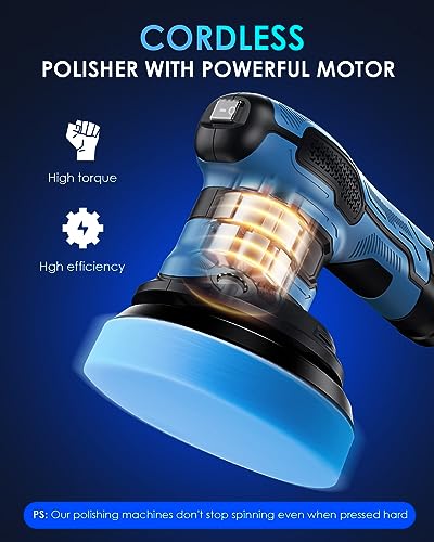Cordless Car Buffer Polisher 6IN 2x2.0Ah 21V Batteries, 21pcs Attachments