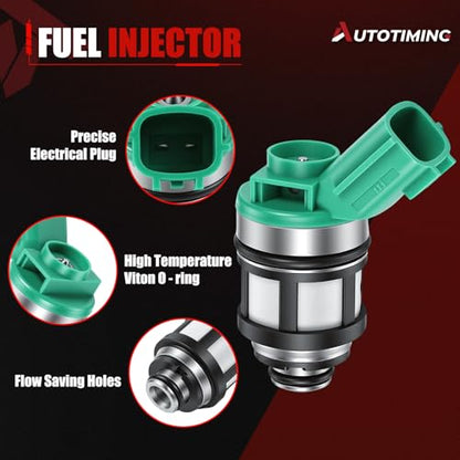 FJ397 Fuel Injectors Set of 4 Compatible with 1998-2004 Frontier 2.4L - color: F-16600-1S700