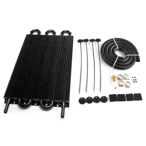 6 Pass Tube and Fin Transmission Cooler Universal 5/16" Oil Cooler Kit Aluminium Black - size: 6 Pass