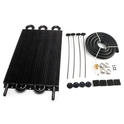 6 Pass Tube and Fin Transmission Cooler Universal 5/16" Oil Cooler Kit Aluminium Black - size: 6 Pass