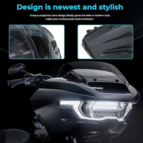 LED Headlight Assembly Fit for 2023-2026 Harley Touring Road Glide CVO FLTRT FLTRXSE FLTRXSTSE FLTRX FLTRXL,Smoked - color: Smoked