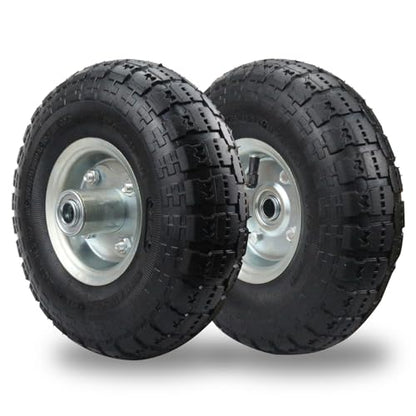 RRQ (2 Pack) 10 Inch Pneumatic Wheels, 4.10/3.50-4 Tire and Wheel