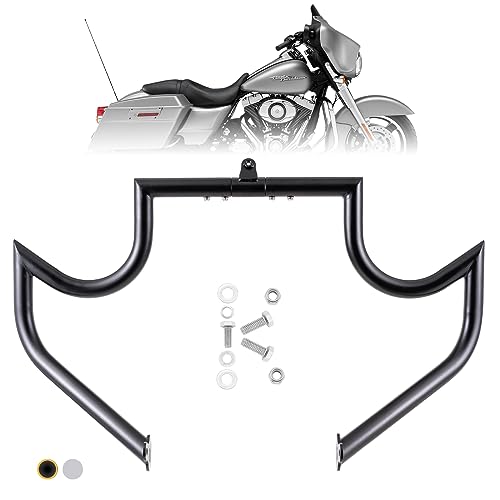 Kinglemc Crash Bar Engine Guard for Harley Touring(Black) - color: Black-Mustache