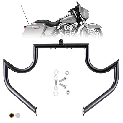 Kinglemc Crash Bar Engine Guard for Harley Touring(Black) - color: Black-Mustache