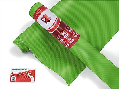 Rwraps 3D Carbon Fiber Vinyl Car Wrap Film in Green - 5ft x 1ft - Vehicle Sheet Roll with Adhesive Back and Air Release Technology - color: 3D Carbon Fiber Green, size: 5ft x 1ft