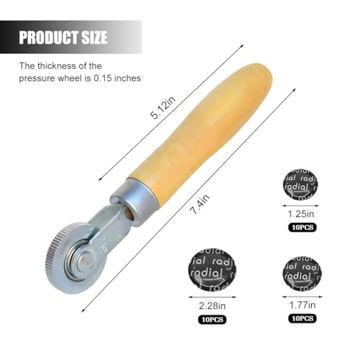 Zpana 31PCS Car Tire Patch Roller Kit, 32/45/58 mm Round Vehicle Tire Puncture Repair Set with Patch Roller, Automotive Tyre Repair Stitcher Tool, Universal for Motorcycle Bike Truck