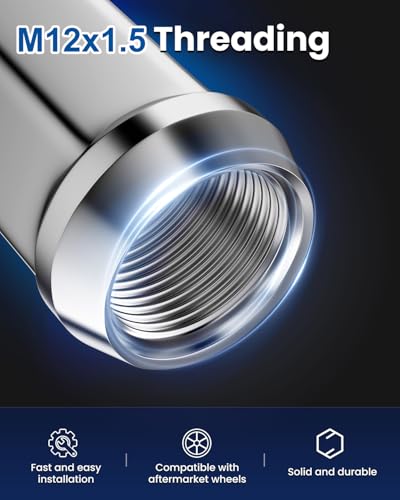 GAsupply 12x1.5 Chrome Lug Nuts, 20pcs 1.38" Tall 3/4" 19mm Hex, Cone Seat - color: Silver, size: M12x1.5, style: 20pcs - 1.38" Tall