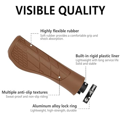 Ergonomic Non-Slip Comfort Bike Grips for BMX/Scooter - color: Brown