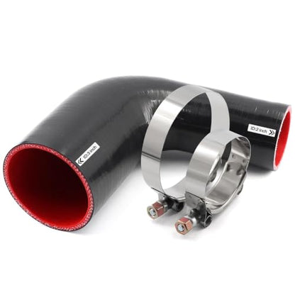 90 Degree ID 2 to 3 inches Elbow Silicone Reducer Coupler Hose 4 Ply Polyester Reinforcement with 2 Steel T Clamps for Intercooler Turbo Intake Pipe - size: 90° 2-3"