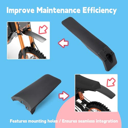 Dirt Bike Front and Back Fenders Compatible with Tuttio Soleil 01 Electric Bike Fender Kit Black E-Bike Mudguard Replacement Parts