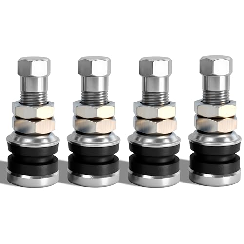 4 Pcs TR161 Valve Stem,Rustproof Metal Construction with Rubber Seal, Compatible with Tubed & Tubeless Tires, Fit for Cars, Trucks, Dirtbikes & Motorcycles - size: TR161 Tube valve