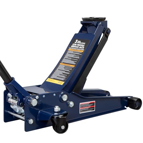 TCE ATZ830026XU-2 Ultra Low Profile Floor Jack: Heavy Duty Hydraulic Steel Service Jack with Dual Piston Quick Lift Pump and Detachable Handle, 6,000 LBS Capacity (3 Ton), Blue - size: 3 Ton