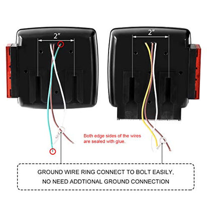 CZC AUTO 12V Submersible LED Trailer Tail Lights Left&Right Reverse Lights - size: 5" long x 1.5"width x 5"height