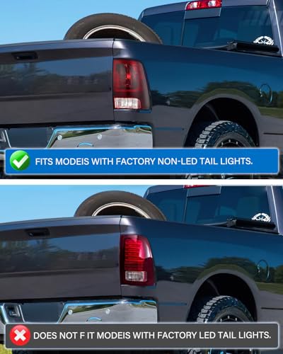 Nilight Taillight Assembly Compatible with 2009-2018 Dodge Ram 1500 - color: Dark Red-Passenger Side