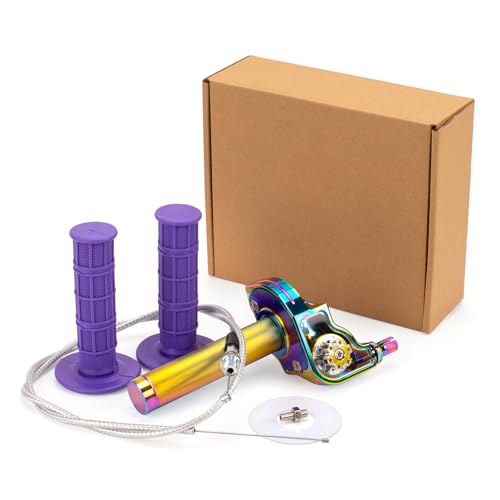XINGWU Mini Bike Throttle Kit Universal 7/8" 22mm CNC Quick Action Twist Throttle with Cable Throttle Assembly for CRF KLX SSR TTR 50cc-250cc Dirt Pit Bike Mini Bike ATV Motorcycle (Colorful) - color: Colorful