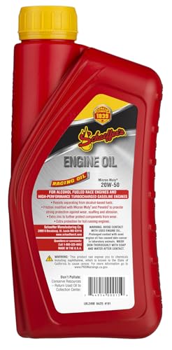 Schaeffer Manufacturing Co. 0191-012S Micron Moly Racing Engine Oil 20W-50, 1-Quart Bottle - size: 1 Quart