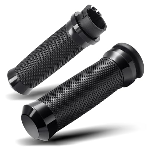 PBYMT 1inch Hand Grips, Cable Throttle Control Handlebar Grips Fit for Harley ’96-’07 Touring, ’08-’13 XR, ’96-Later XL, ’02-’17 VRSC, ’96-’17 Dyna (Except FXDLS) - color: Black