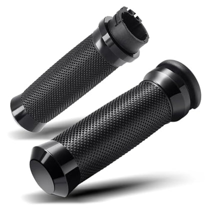 PBYMT 1inch Hand Grips, Cable Throttle Control Handlebar Grips Fit for Harley ’96-’07 Touring, ’08-’13 XR, ’96-Later XL, ’02-’17 VRSC, ’96-’17 Dyna (Except FXDLS) - color: Black