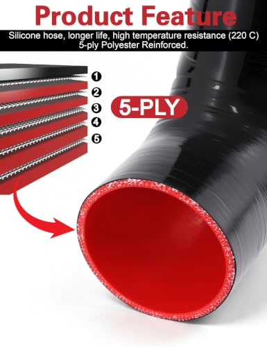 90 Degree Elbow 4 inch (102mm) 5-Ply Silicone Coupler Hose Leg Length 3.5" - size: 5-Ply ID 4"