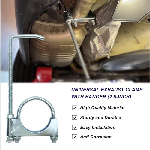 2.5" Universal Exhaust Clamp With Hanger, Muffler Hanger, 1 Pack - size: 2.5"