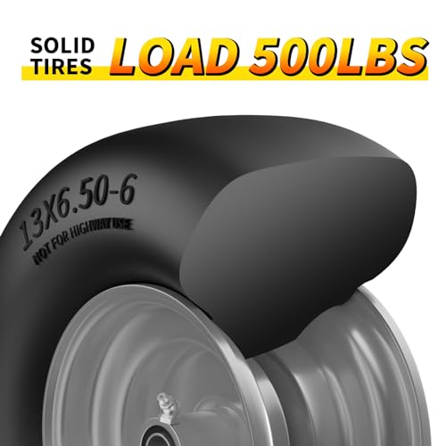RONPOW 13x6.50-6 Flat Free Zero Turn Lawn Mower Tires, 500lb Load Capacity