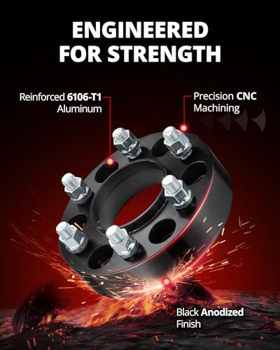 EVIL ENERGY 6x135 Wheel Spacers 1.5 inch Compatible for F150 2015-2025, 6x135 mm Hubcentric with Lip 6 Lugs 87.1 mm Hub Bore M14x1.5 Studs Black - size: 1.5 inch