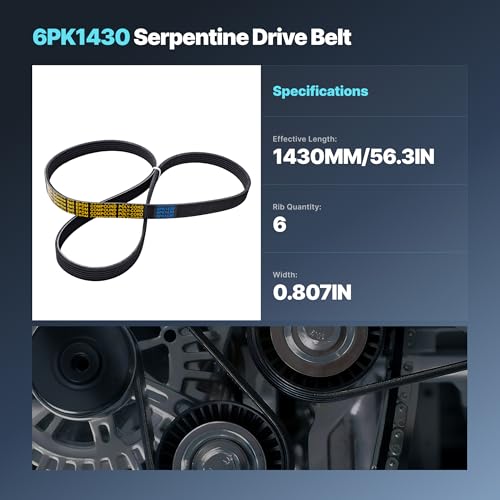 6PK1430 Serpentine Drive Belt for Nissan Altima (2013-2018) - size: 6PK1430-1430mm