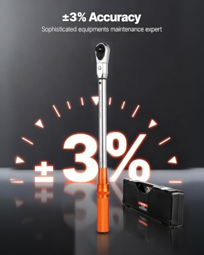 VEVOR Adjustable Torque Wrench 1/2 Inch Drive, 20-160Ft.lb/27.1-216.8Nm, 38MM Open End, 3/8 Inch Drive Torque Wrench with Interchangeable Jaw & Ratchet Head for HVAC, Car, Moto, Narrow Pipeline - size: 1/2" 2 PCS