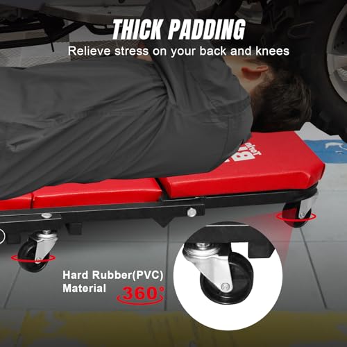 Big RED ATR6036ZER 36" Foldable Z-Creeper Seat: 2-in-1 Garage Shop Creeper for Auto Repair with 6 Wheels, 300 Lbs. Capacity - Red - style: Foldable Z-Creeper